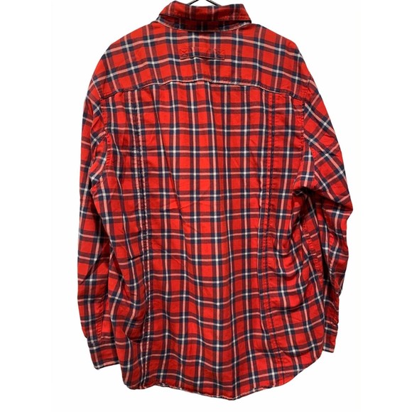 Duluth Trading‎ Co Men Red Plaid Roll Tab Long Sleeve Flannel Shirt Size Large L - Picture 3 of 10